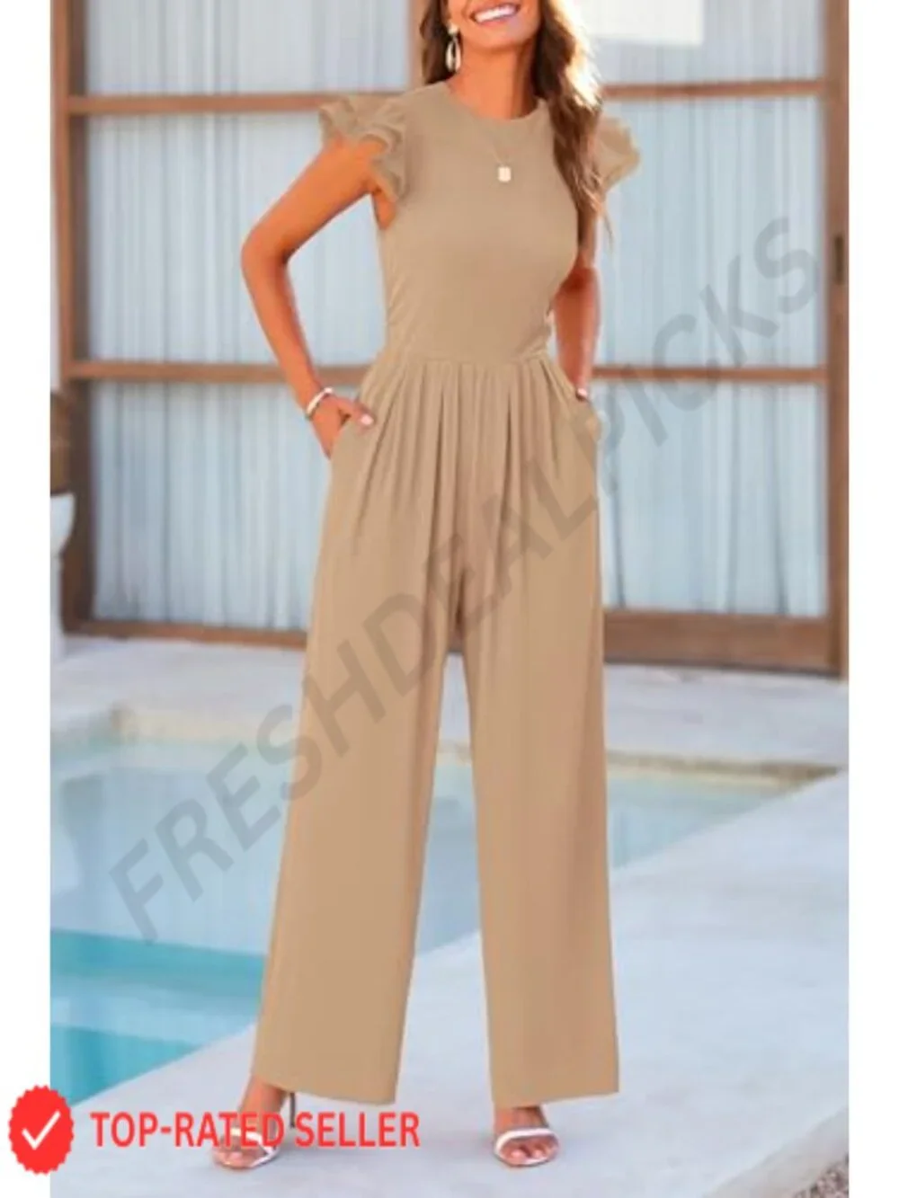 PRETTYGARDEN Cap Sleeve One Piece Jumpsuits for Women | Stretchy Ribbed